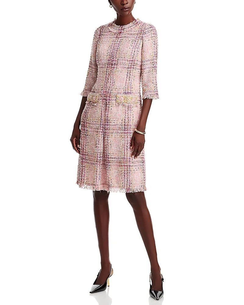 Teri Jon by Rickie Freeman Plaid Pattern Tweed Dress