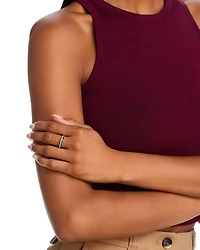 Gemstone & Diamond Double Row Band in 14K Yellow Gold