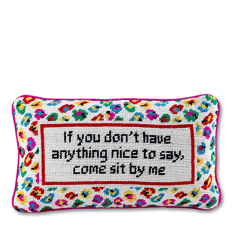 Furbish Studio Come Sit By Me Needlepoint Pillow, 15 x 9