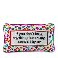 Furbish Studio Come Sit By Me Needlepoint Pillow, 15 x 9