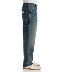 Double Knee Relaxed Straight Fit Jeans Blue