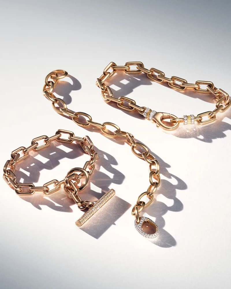 18K Rose Gold Diamond Toggle Chain Link Bracelet