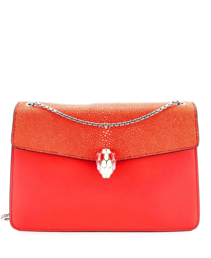 Medium Serpenti Forever Shoulder Bag Leather and Stingray