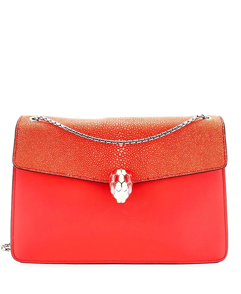 Pre-Owned Bvlgari Medium Serpenti Forever Shoulder Bag Leather and Stingray