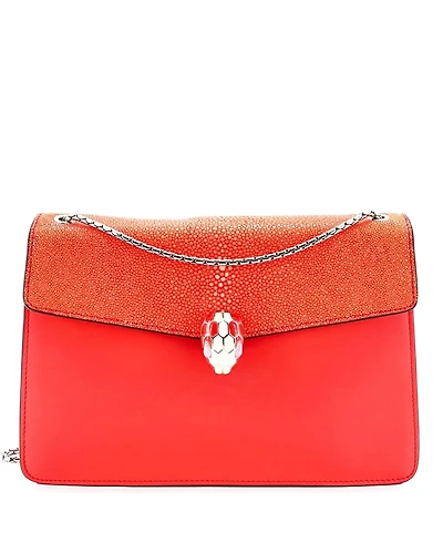 Pre-Owned Bvlgari Medium Serpenti Forever Shoulder Bag Leather and Stingray