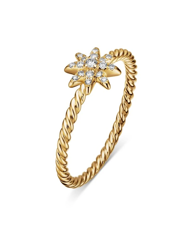 Petite Starburst Station Ring 18K Yellow Gold with Diamonds
