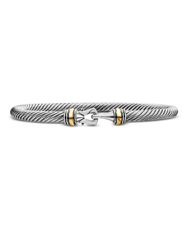 Buckle Classic Cable Bracelet Sterling Silver with 18K Yellow Gold, 4mm