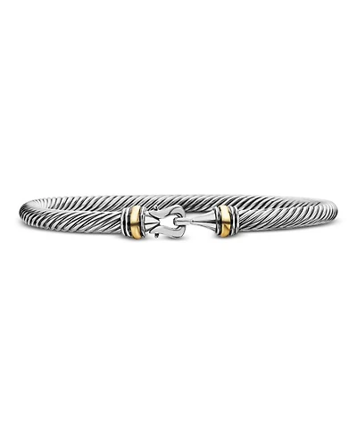 Buckle Classic Cable Bracelet Sterling Silver with 18K Yellow Gold, 4mm