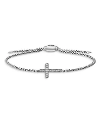 Petite Pavé Cross Chain Bracelet in Sterling Silver with Diamonds, 1.7mm