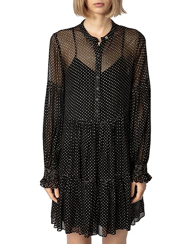 Zadig & Voltaire Randy Mousseline Sparle Noir Dress
