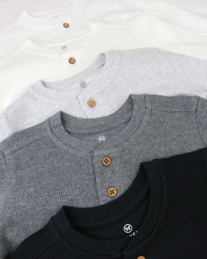 Unisex Long Sleeve Waffle Henley Shirt, Pack of 5 - Baby