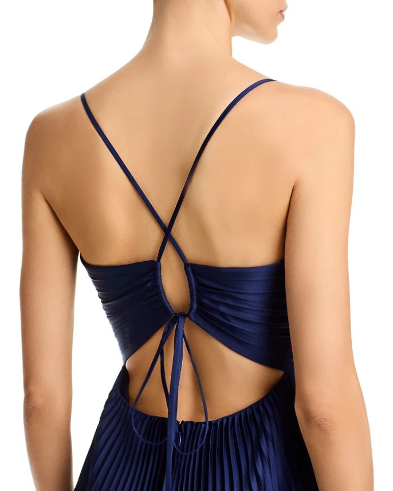 Joanna Pleated Satin Dress