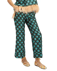 La DoubleJ Hendrix Pants Jacquard Winter Sun Emerald