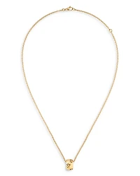 18K Yellow Gold Icon Polished Logo Ring Pendant Necklace, 15.7-18"