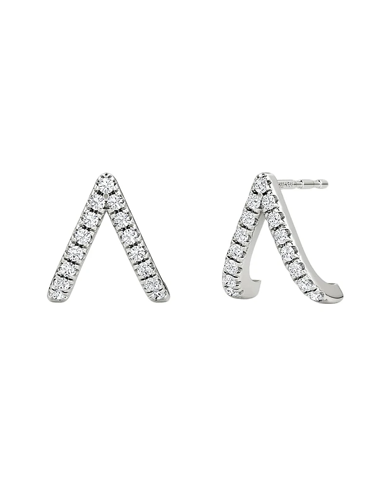 Vrai Reversed V Pave Huggie Earrings
