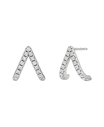 Vrai Reversed V Pave Huggie Earrings