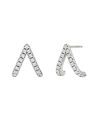 Vrai Reversed V Pave Huggie Earrings