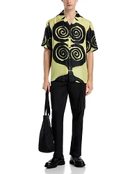Bodil Silk Printed Button Down Camp Shirt