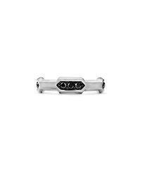 Men's Hex Station Band Ring Sterling Silver with Diamonds