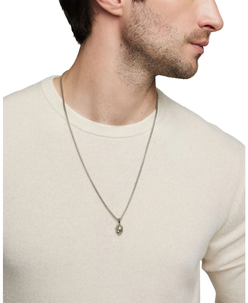 Men's Memento Mori Skull Amulet in Sterling Silver, 16mm