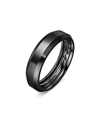 Men's Black Titanium Beveled Band Ring