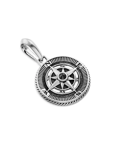 Men's Maritime Compass Amulet with Black Diamond
