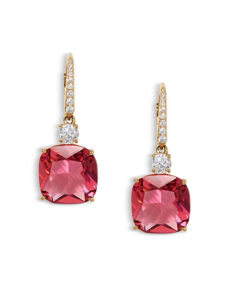 Soleil Cubic Zirconia Clear & Color Cushion Drop Earrings