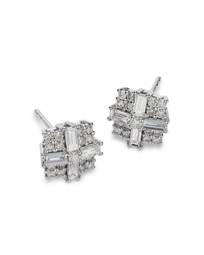 Diamond Stud Earrings in 14K White Gold, 0.65 tcw