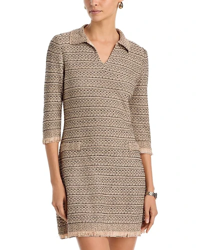 Fringe Trim Intarsia Knit Shift Dress - Heritage Fit
