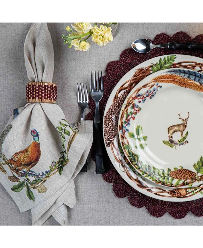 Forest Walk Café Au Lait Napkin with Animals