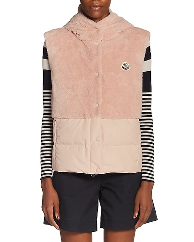 Moncler Floy Mixed Media Hooded Vest