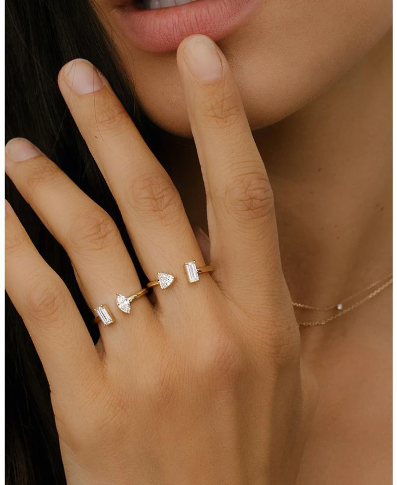 Mixed Lab-Grown Diamond Cuff Ring 14K Yellow Gold