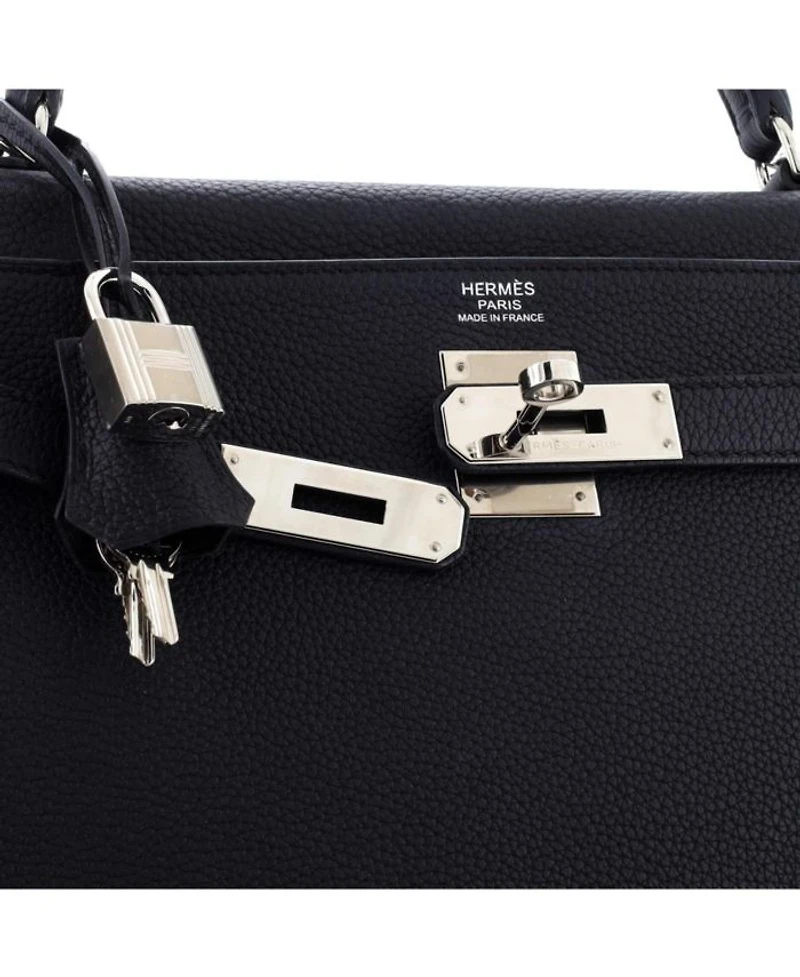 Kelly Handbag Black Togo with Palladium Hardware