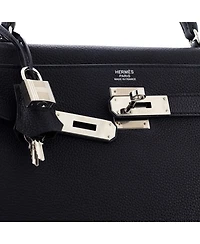 Kelly Handbag Black Togo with Palladium Hardware