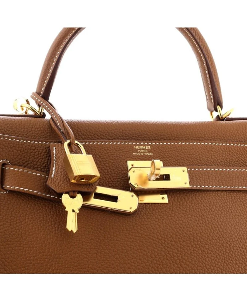Kelly 28 Handbag Brown Togo with Gold Hardware