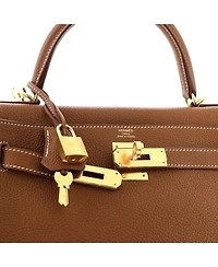 Kelly 28 Handbag Brown Togo with Gold Hardware