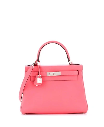 Kelly 28 Handbag Pink Evercolor with Palladium Hardware