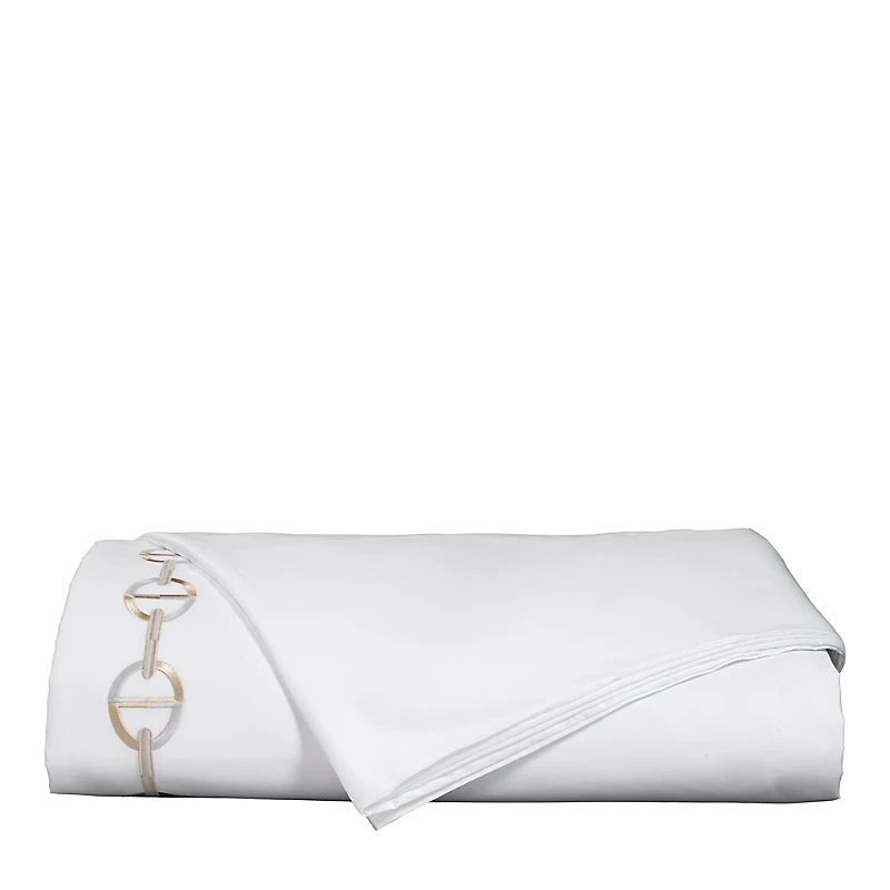 Dea Luxury Linens Palm Beach Chaine Embroidered Sateen Duvet Cover, Queen