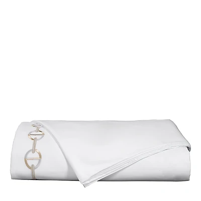 Dea Luxury Linens Palm Beach Chaine Embroidered Sateen Duvet Cover, Queen