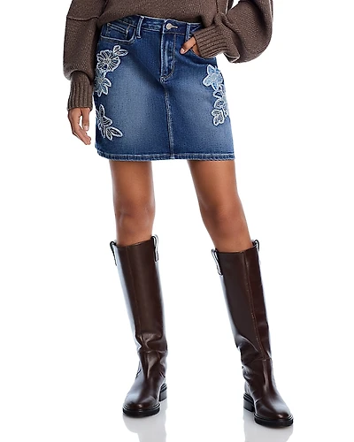 Driftwood Embroidered Denim Skirt