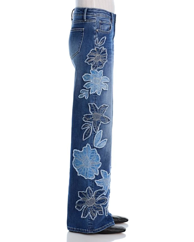 Charlee x Denim Patch Wide Legs Jeans Medium Wash