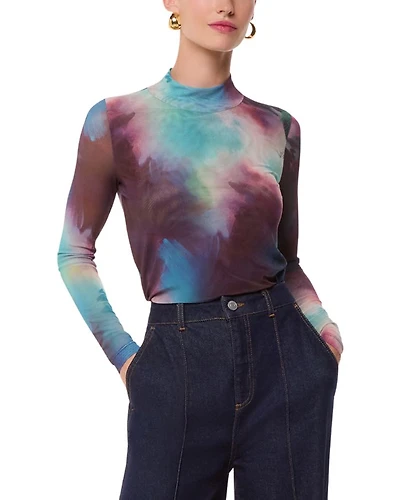 Mock Neck Mesh Top