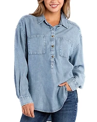 Indigo Half Button Shirt