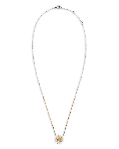 18K White & Yellow Gold Collier Mini Soleil Citrine & Gray Diamond Sun Pendant Necklace, 14.17"