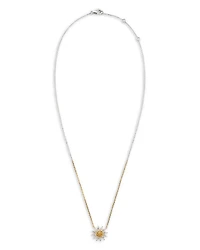 18K White & Yellow Gold Collier Mini Soleil Citrine & Gray Diamond Sun Pendant Necklace, 14.17"