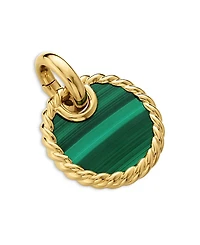 David Yurman 18K Yellow Gold Dy Elements Malachite Disc Pendant