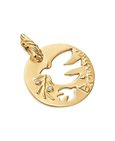 David Yurman 18K Yellow Dy Elements Diamond Accent Dove Cut Out Pendant