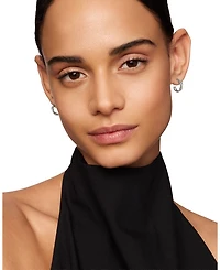 Sterling Silver Petite Infinity Huggie Hoop Earring with Diamonds
