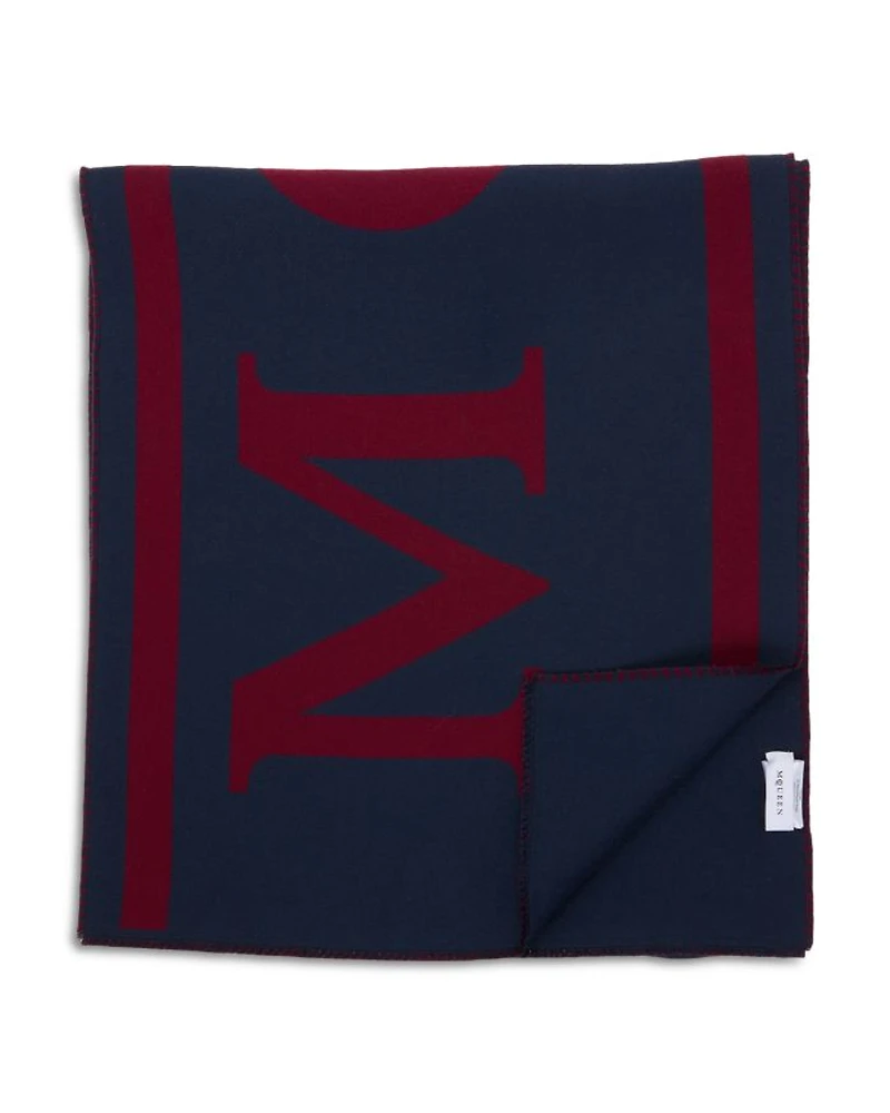 Logo Stripe Wool Scarf