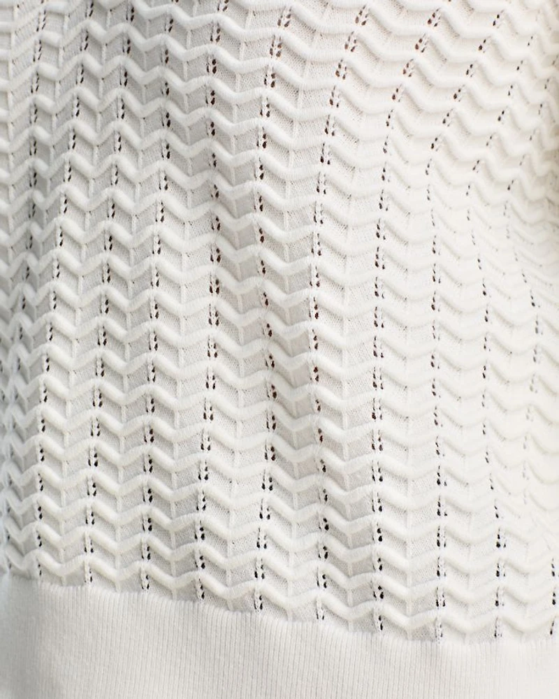 Mozart Scallop Stitch Polo Sweater